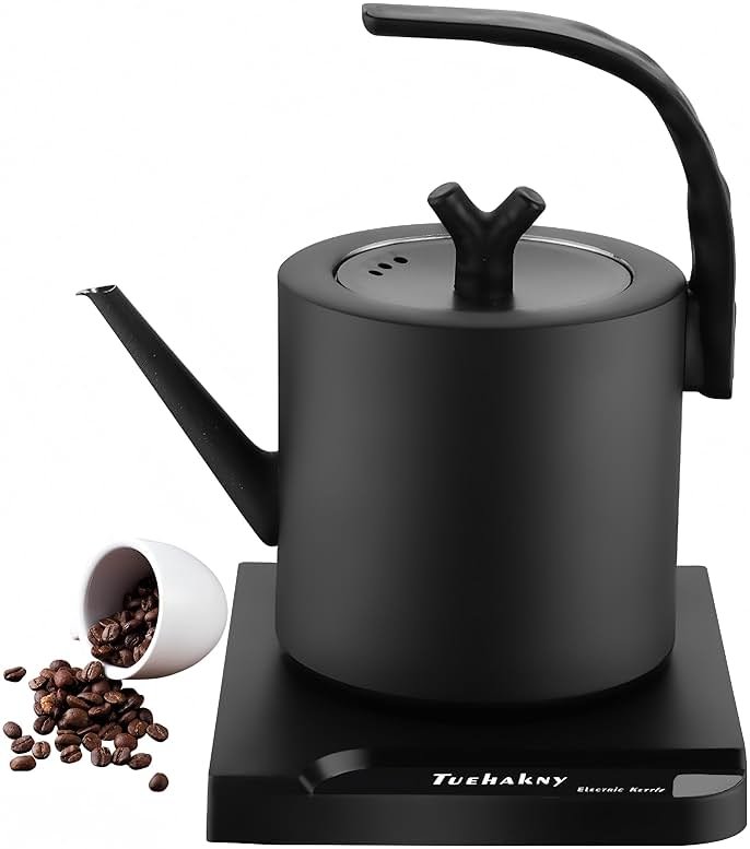 1.0L Gooseneck Electric Kettle - 304 Stainless Steel, 800W Fast Boiling with Auto Shut-Off, Precision Pour Over Kettle for Coffee & Tea, BPA-Free Matte Black Design, For Kitchen, Home, Office - Product Image