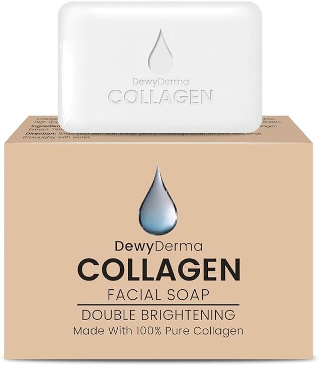 100% Pure Collagen Bar Soap For Men & Women | Natural Hand & Bath, Face & Body Soap Bar, Hydrating Body Soap Bars For Gentle Brightening Collagen Skin Care | Body Wash & Skin Care By Dewy Derma - Product Image