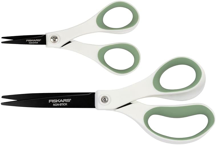 Fiskars Everyday Fashion Scissors, Non-Stick Stainless Steal Blades, Forest Fern, 2-Pack, 8 Inches and 5 Inches - Product Image