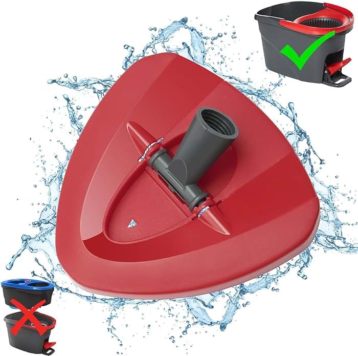 Spin Mop Replacement Head Base Compatible with O-Cedar EasyWring 1-Tank System Mop Rotating Triangle Mop Head Cover Replacement Rotating Mop Base Plastic Base for Spin Mop Accessories, Red - Product Image