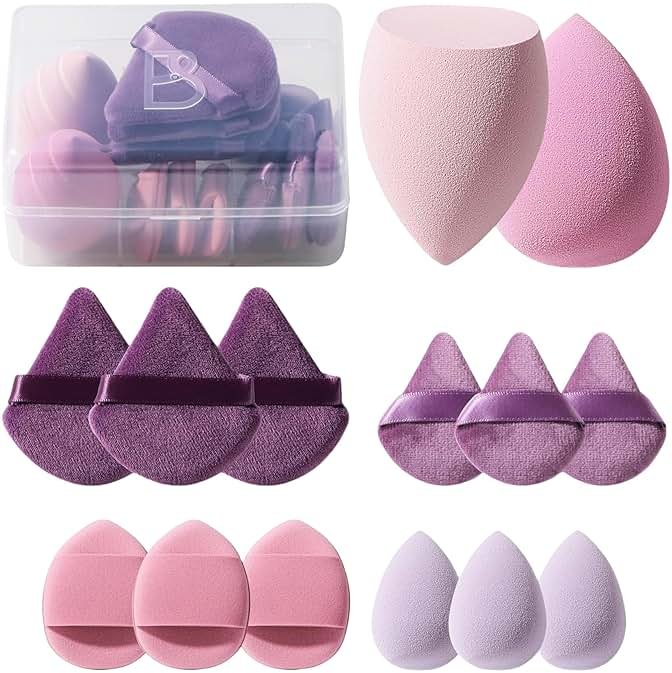 Makeup Sponge Set BS-MALL Triangle Puff 14PCS Non-Latex Beauty Blender Sponges with Travel Case, Soft Makeup Puff for Foundation, Concealer, Cream & Powder, Face & Eye Blending for Sensitive Skin - Product Image