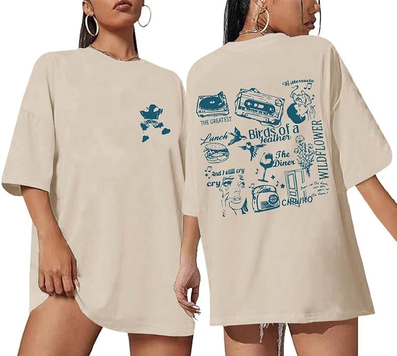 veufcyas Oversized Concert Album Shirts Rock Band Tees for Women Hip Hop Gifts for Concert Lovers Music Festival Outfits Tops - Product Image