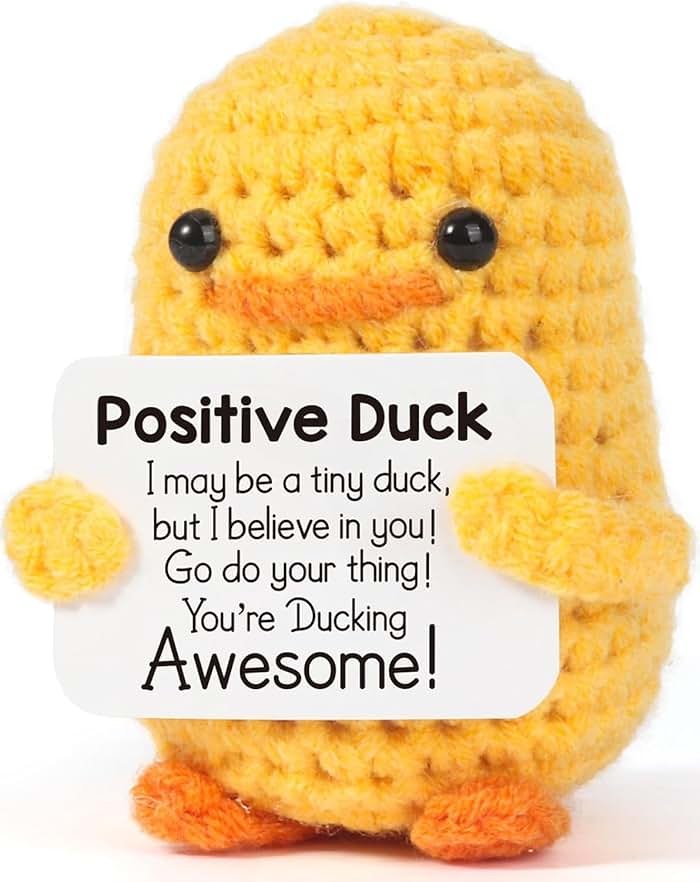 Birthday Gifts for Women Girls Teens Boys Her - Crochet Animal Emotional Cheer Support Positive Inspirational Small Funny Cute Duck Pickle Potato Gifts for Him Men Friend Coworker Birthday Graduation - Product Image