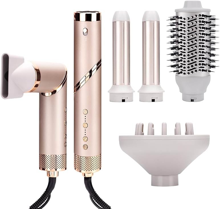 Hupifaz 5 in 1 Hot Air Styler and Blow Dryer Brush, Auto Wrap Airstyler with Diffuser, High Speed 110000 RPM FlexStyle Hair Dryer, Fast Drying Multi Style for Straight, Volumize, Wavy and Curly - Product Image