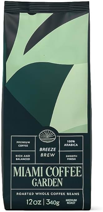 Miami Coffee Garden Breeze Brew, Brazilian Premium Ground Coffee, Rich and Balanced, 100% Arabica, Low Acid, Fitnest Coffee Regions in Brazil, Medium Roast, 12oz - Product Image