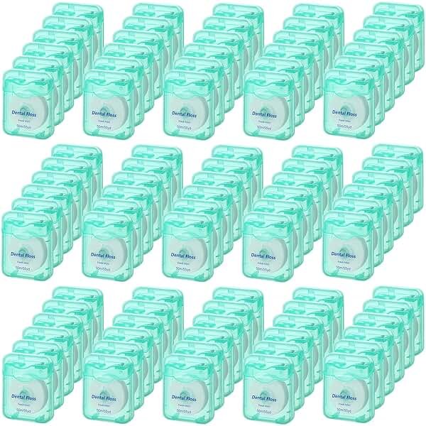 Mimorou 96 Pack Dental Floss Bulk Mint Flavored Floss 50m Each Travel Dental Oral Care for Teeth Protection(Mint Green) - Product Image