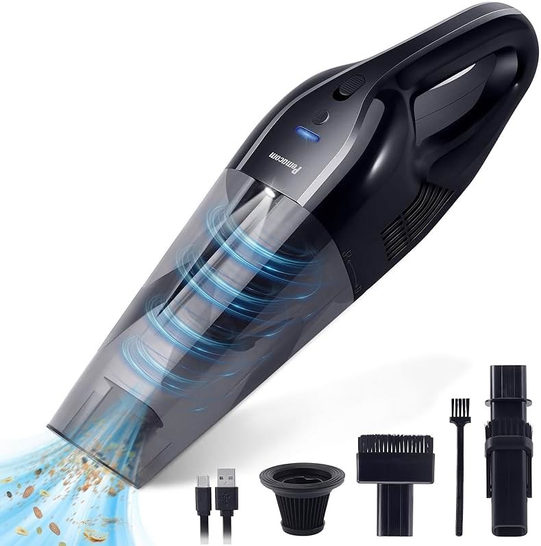 pemacom Portable Handheld Vacuum Cordless – 10,000Pa Suction Power, Lightweight 1.8 lbs, Washable HEPA Filter, LED Light, Quiet, 800ml Dustbin, Perfect for Home - Product Image