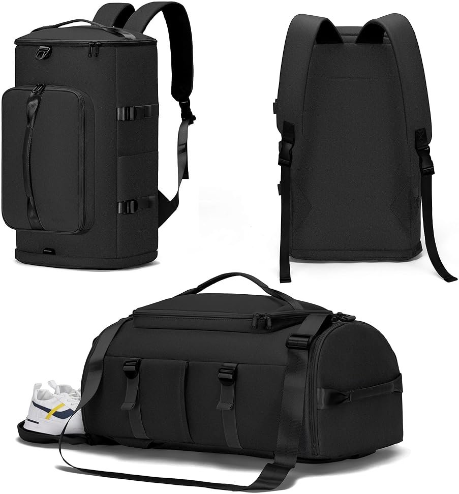 MIYCOO Gym Bag for Men Women with Shoes Compartment - Duffle Bag, Travel Backpack, Sports Backpack, Weekender Overnight Bag with Wet Pocket - Black - Product Image