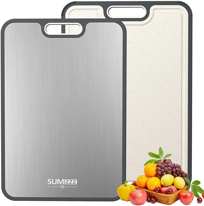 Titanium Cutting Board for Kitchen, Cutting Board Double Sided Food Grade, Pure Titanium/PP, Easy to Clean Large Size 15”×10.3” - Product Image