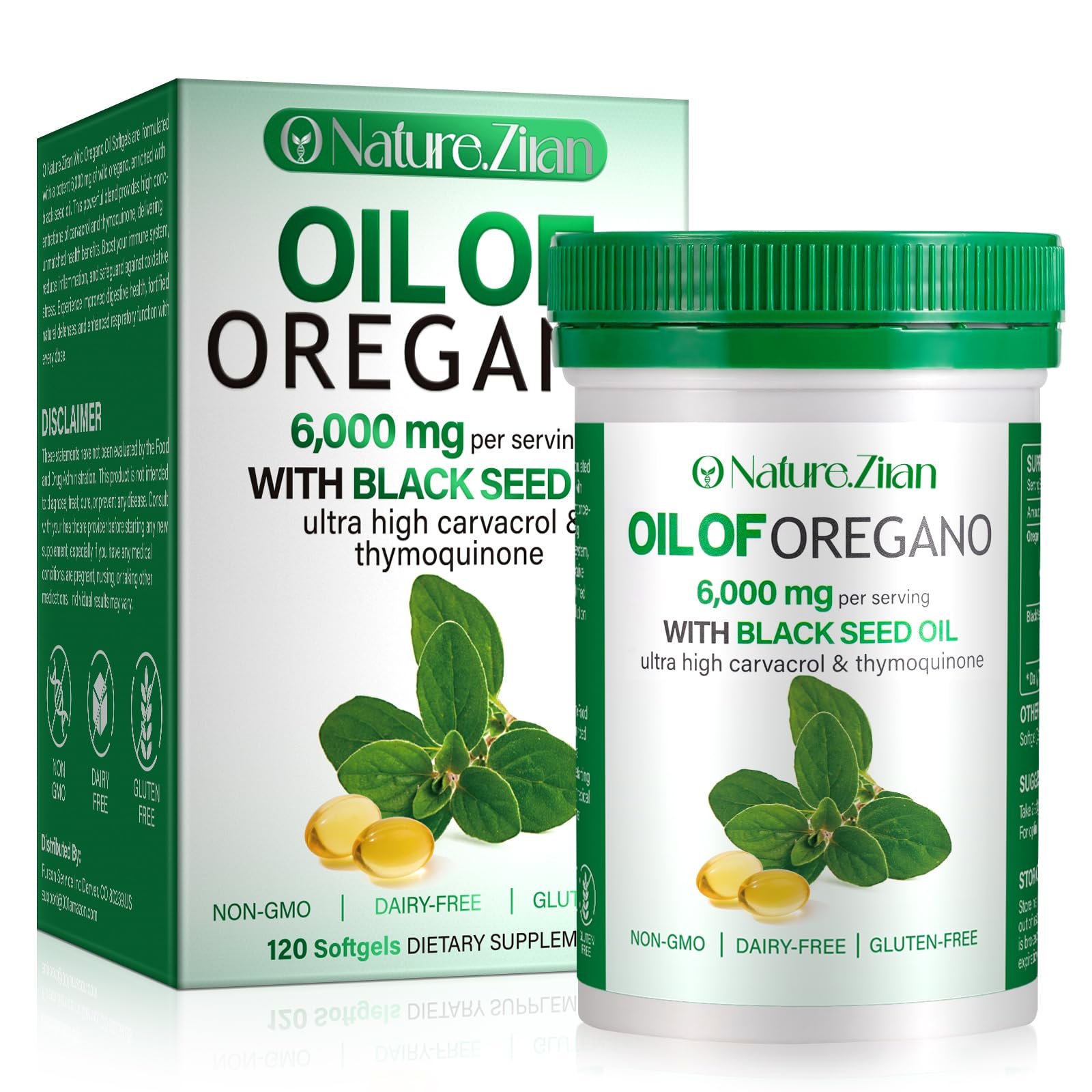 O NATURE . ZIRAN Oil of Oregano Softgel - Organic Oil of Oregano with Black Seed - 2 in 1, 120 Count - Product Image