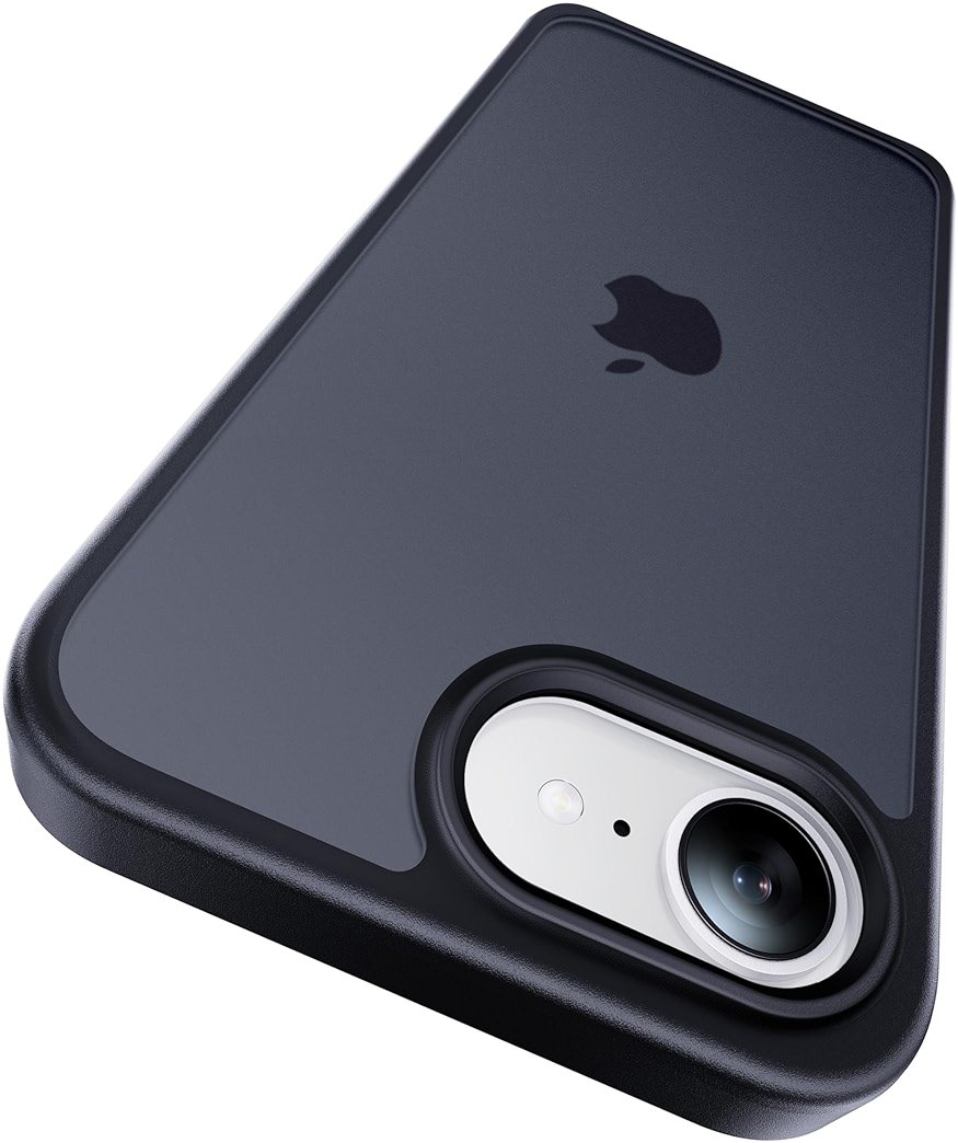 CASEKOO Armor Shockproof for iPhone 17e/ 16e case [16FT Military Grade Protection] Slim Translucent Matte Protective Phone Case Anti-Fingerprint Thin Slim Hard Cover for iPhone 17e/16e 6.1'', Black - Product Image