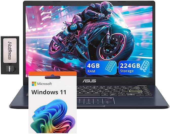 ASUS 14" FHD Laptop, Intel Pentium N6000 Processor, 4GB RAM, 224GB Storage(64GB eMMC+160GB Docking Station Set), Intel UHD Graphics, Webcam, Bluetooth, Win 11, Star Black - Product Image