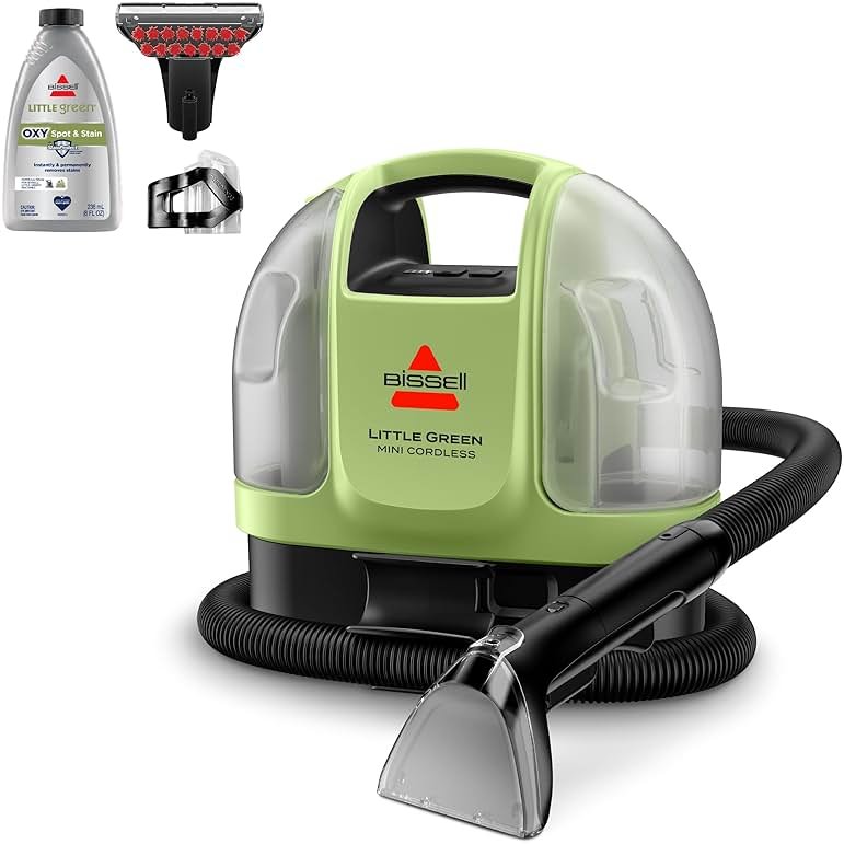 BISSELL Little Green Mini Cordless Portable Carpet and Upholstery Deep Cleaner, Car/Auto Detailer, with HydroRinse Self-Cleaning Tool and 4" Tough Stain Tool, 4015 - Product Image