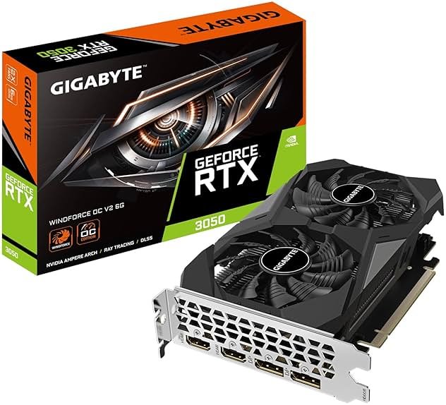 GIGABYTE GeForce RTX 3050 WINDFORCE OC V2 6G Graphics Card, 2X WINDFORCE Fans, 6GB GDDR6 96-bit GDDR6, GV-N3050WF2OCV2-6GD Graphics Card - Product Image