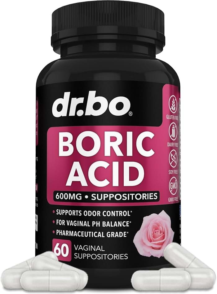 Boric Acid Suppositories for Women - 600mg Vaginal Suppositories Boric Acid for Women - Vagina Suppository Vaginal Odor Smell PH Feminine Vag Womens pH Balance Pills & Vagina Health - 60 Suppositories - Product Image