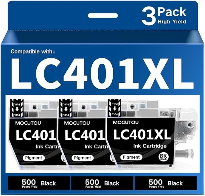MOGUTOU LC401XL Black 3 Pack Compatible for Brother Ink Cartridges LC401 XL | High Yield, LC401XL Ink Cartridges for Brother Printer MFC-J1010DW MFC-J1012DW MFC-J1170DW MFC-J1800DW - Product Image