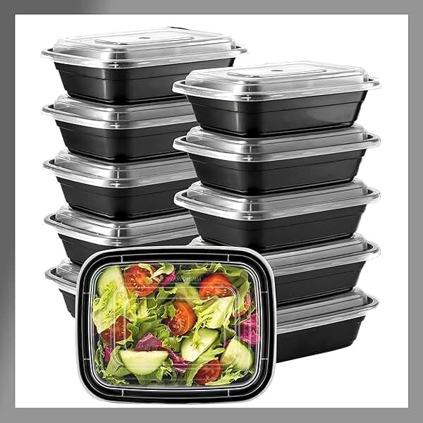Pokanic Meal Prep Containers [10 Set] x [16 oz] with Lids, 1 compartment, Stackable, Reusable, Leakproof, Food Safe, Microwave, Freezer & Dishwasher Safe for Food Prep Storage Bento (10 Set, 16 oz) - Product Image