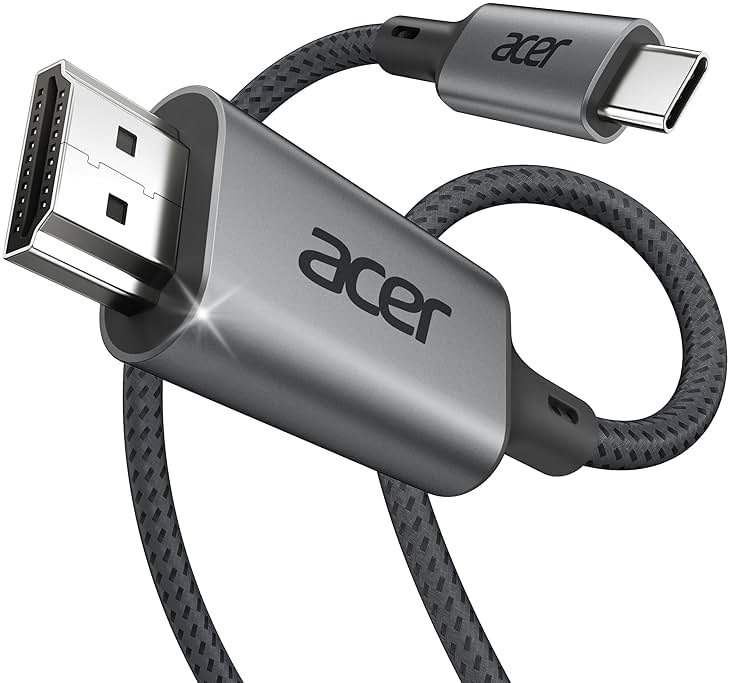 Acer USB C to HDMI Cable for Home Office 6.6FT (4K@60Hz), Thunderbolt 4/3 Compatible, High-Speed Type C to HDMI 2.0 Braided Cord for MacBook Neo, iPhone 17/16 Pro/Max, iPad Pro, Galaxy S25, Surface - Product Image