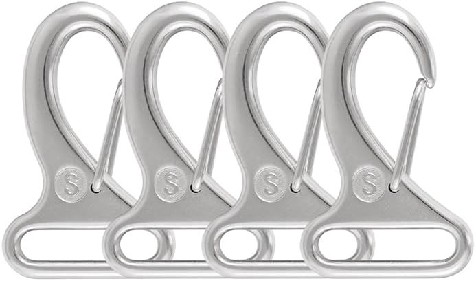 SHONAN Strap Hook 1 Inch, Stainless Steel Webbing Carabiner Clips for 1 Inch Flat Strap, Strap Buckles, Webbing Hardware - Product Image