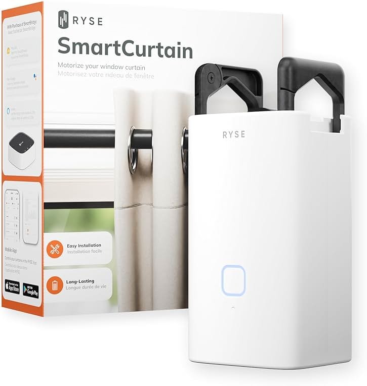 Ryse SmartCurtain | Motorized Curtain | Turn Current Curtains into Electric, Automated Drapes | Easy Install | Works with Existing Single or Double Curtain | Phone App Enabled | Charger Not Included - Product Image