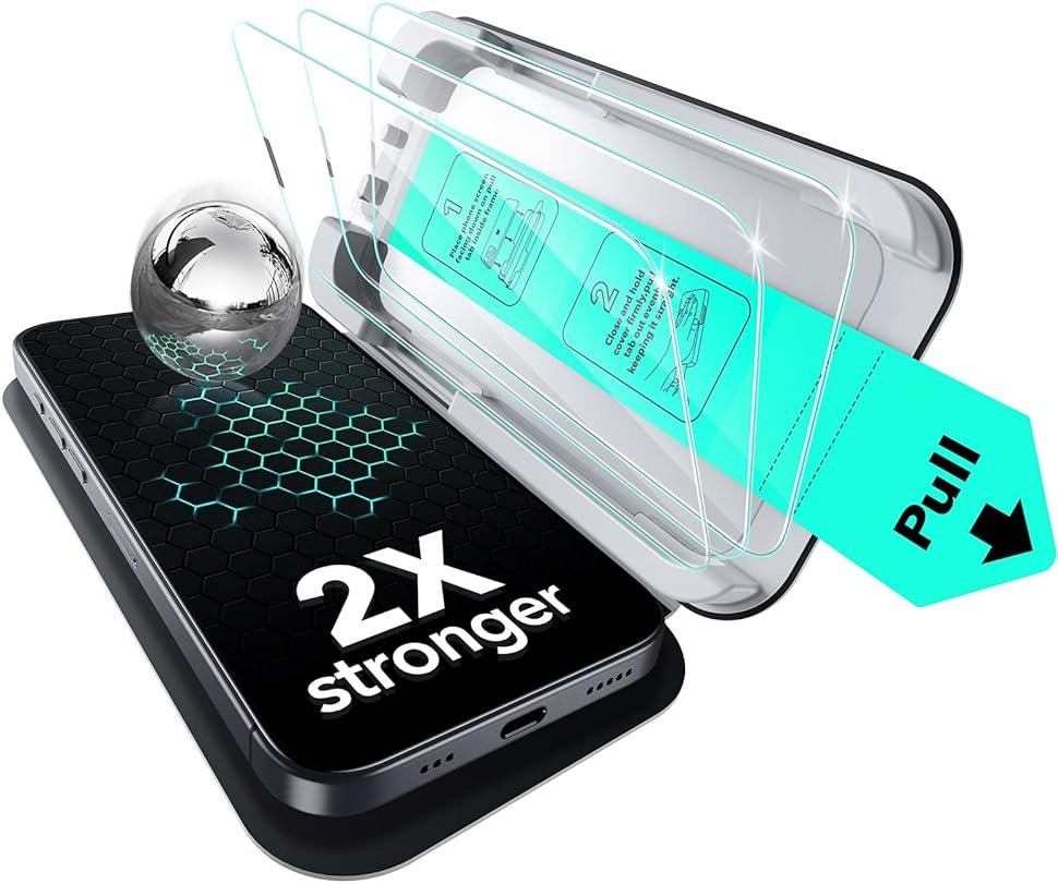 ESR 3 Pack for iPhone 17e/iPhone 16e/iPhone 14/iPhone 13/13 Pro Screen Protector, Military Grade Shatterproof, 9H Hardness, Full Coverage Tempered Glass with UltraFit Tray - Product Image