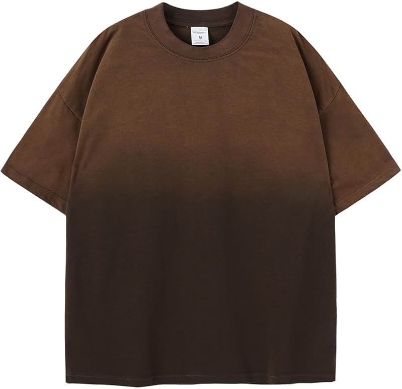 Arssm Mens Oversized Washed T Shirts Gradient Vintage Loose Fit Short Sleeve Baggy Shirts Pump Covers Gym Unisex Tops - Product Image