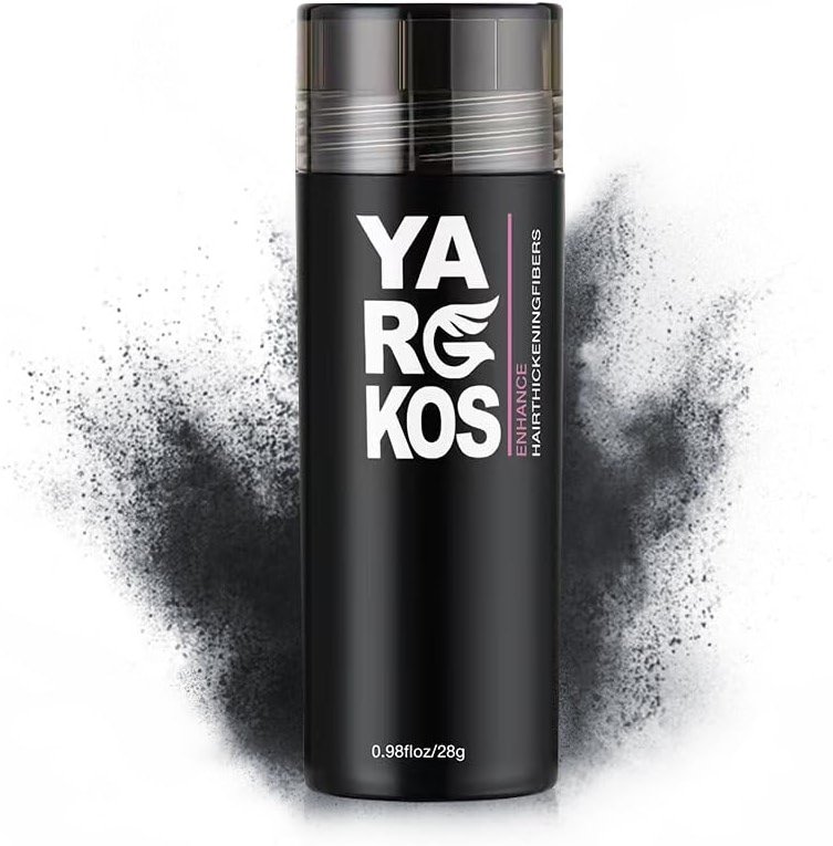 Yargkos Hair Fibers for Thinning Hair or Fill In Fine, Hair Building Fibers (28g) for Women & Men, Hair Powder for Instantly Thicker, Fuller Looking - DARK GRAY - Product Image