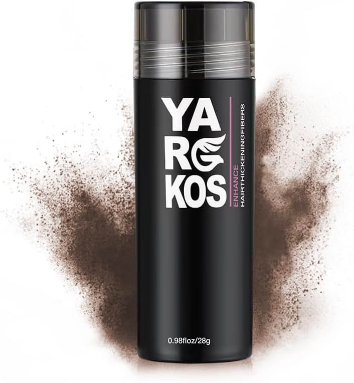 Yargkos Hair Fibers for Thinning Hair or Fill In Fine, Hair Building Fibers (28g) for Women & Men, Hair Powder for Instantly Thicker, Fuller Looking - DARK BROWN - Product Image