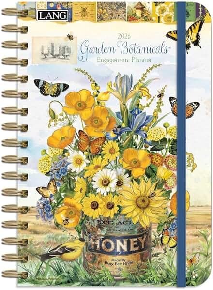 Lang, Garden Botanicals 2026 Engagement Planner by Barbara Anderson, 6.5'' X 9'', Weekly Calendar with Stapled Binding - Product Image