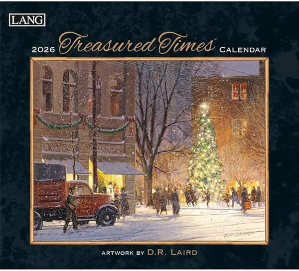 Lang Treasured Times 2026 Wall Calendar – 12-Month Calendar with Stapled Binding, Linen-Embossed Nostalgic Artwork by D.R. Laird, 13.4" × 12" - Product Image