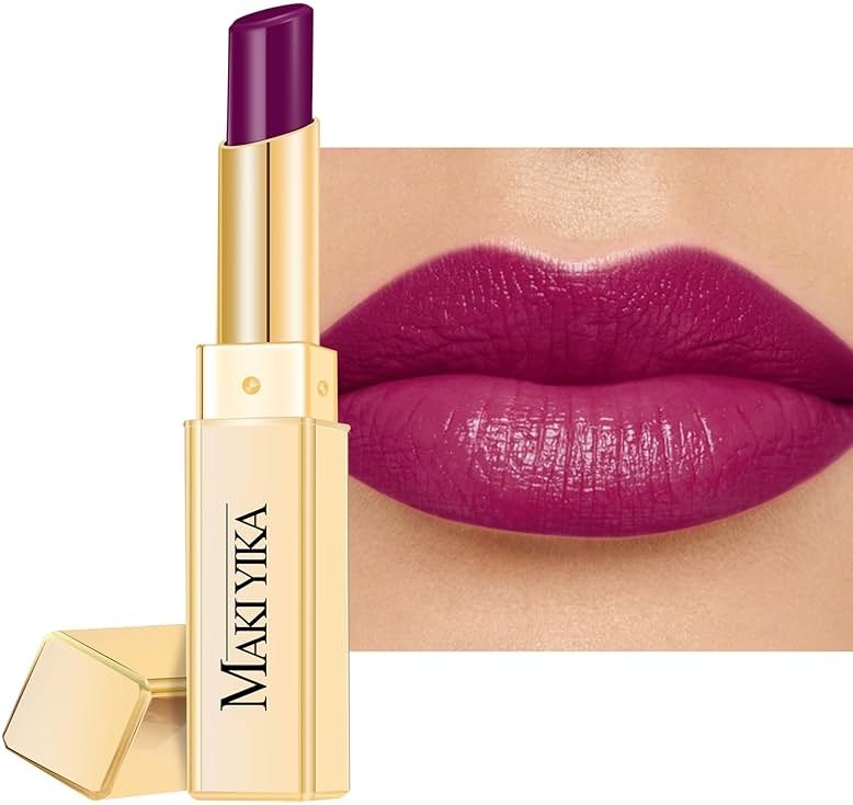 MAKI YIKA Moisture Purple Lipstick for Women Hydrate Tinted Lip Balm for Mother's Day Dry Cracked Lips Sheer Lipstick Lip Tinted Glossy Finish,MA067 Jam Purple - Product Image
