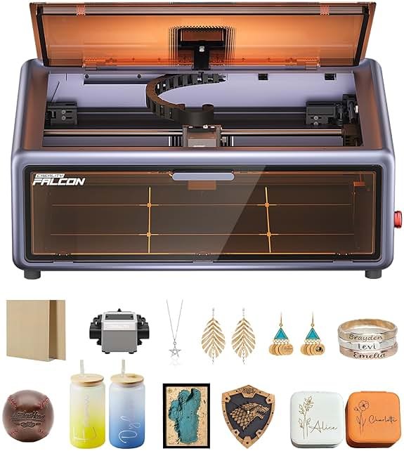 Creality Falcon A1 10W Laser Engraver, 80W Powerful Output, Fully Enclosed, 600mm/s Speed, HD Camera Auto Positioning, Pre-Assembled&Smart Material Recognition, Ideal for Wood & Metal, Class 1 Safety - Product Image
