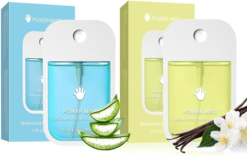 Power Mist Hydrating Hand Sanitizer, Power Mist Hydrating Spray for Hand, Hand Sanitizer Spray, Travel Size (2pcs - Blue & Green) - Product Image