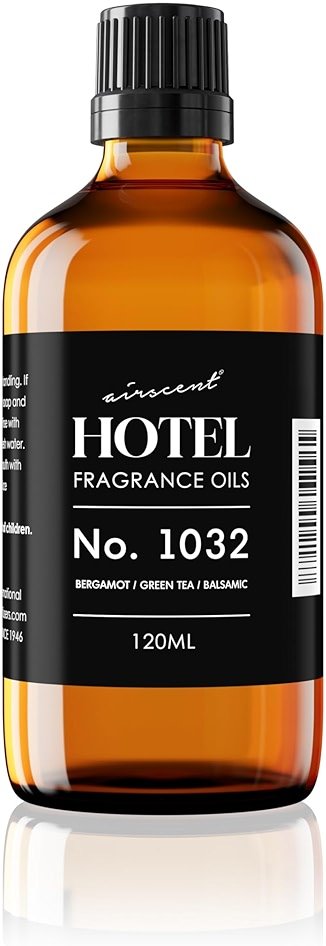 AirScent Hotel Diffuser Oil No. 1032 - Bergamot Green Tea Balsamic Notes - Hotel Scent Dupe - Fragrance Oil for Ultrasonic and Waterless Diffusers and Crafting - 120 mL, 4 fl oz Glass Bottle - Product Image