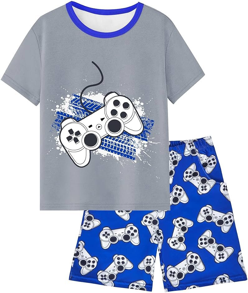 Fiodrimy Boys Pajamas Big Boys Summer PJs Set 2 Piece Kid Short Sleeve Sleepwear Nightwear Size 8-14 - Product Image