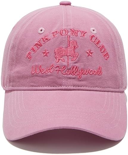 BOTVUG Pink Pony Club Embroidered Trucker Hat Women Baseball Cap Adjustable Cotton dad hat. - Product Image