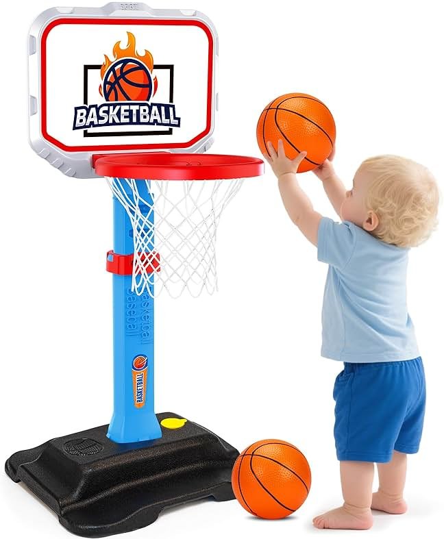 Toddler Basketball Hoop for Kids 1-3, Mini Adjustable Basketball Hoops Indoor with Balls Outdoor Pool Basketball Goal Sports Play Toys for 1 2 3 year old Baby Boys Girls First Birthday Gifts Age 1-2-3 - Product Image