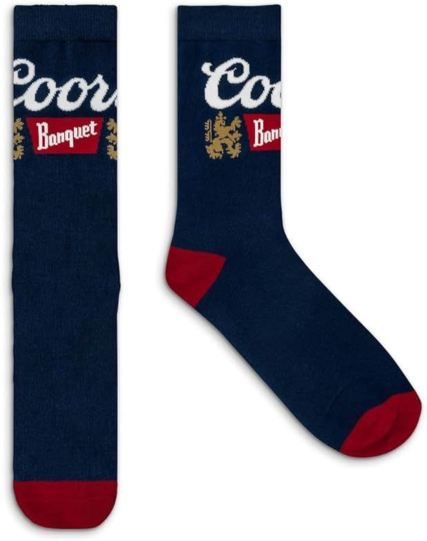 Tee Luv Men's Coors Banquet Beer Logo Crew Socks (Navy/Red) - Product Image
