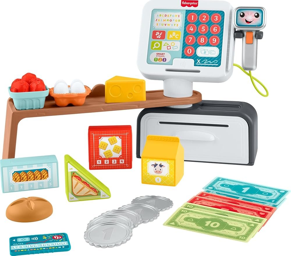 Fisher-Price Toddler Learning Toy Laugh & Learn Count & Shop Cash Register Play Store with 20 Pieces for Pretend Play Kids Ages 2+ Years - Product Image
