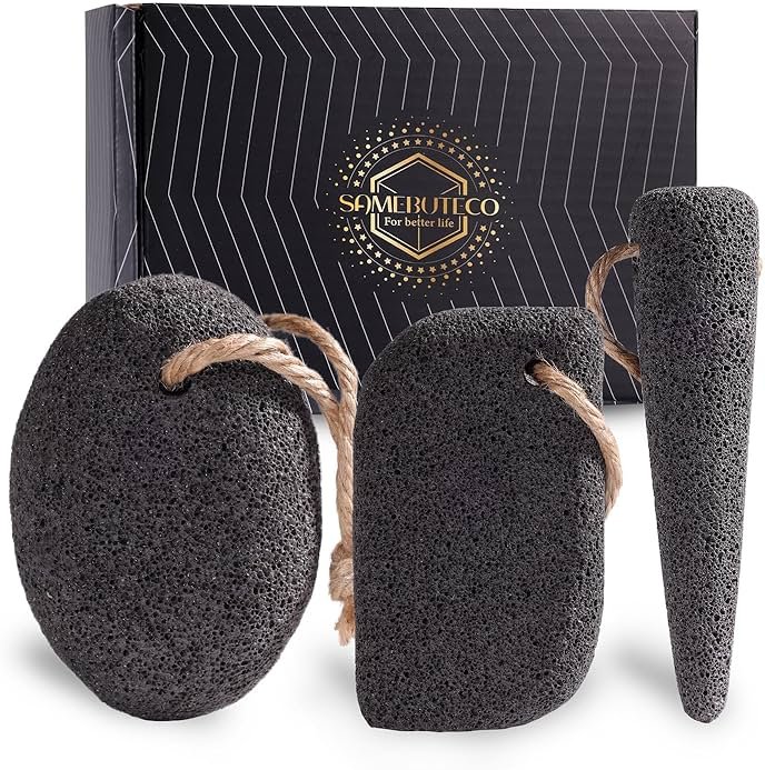 SAMEBUTECO 3 Shapes Natural Volcanic Pumice Stone for Feet Pumice Cleaning Stone for Sole of The Foot,Edges of The Foot,Toe Seams,Foot Scrubber for Dead Skin Remover Deep Clean - Product Image