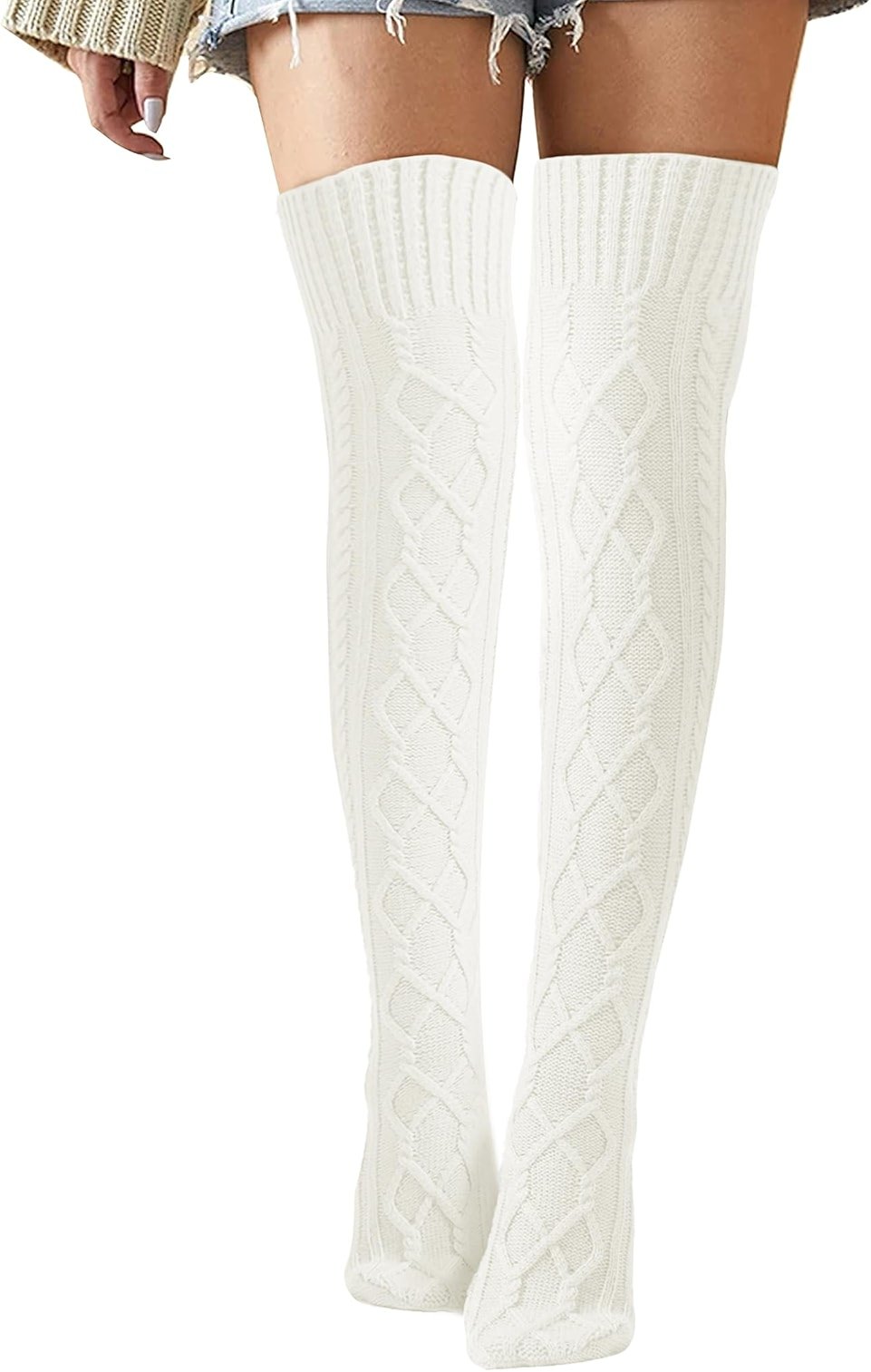 Buauty Women's Thigh High Socks Cable Knitted Knee High Socks Over The Knee Leg Warmers Extra Long Winter Stockings Fashion - Product Image