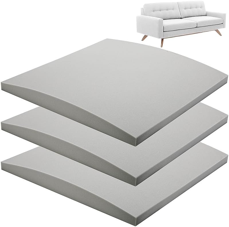 moonoom 22"x22" Couch Cushion Support, Grey Sofa Cushion Sagging Repair, Curved High Density Foam Replacement for Furniture Sagging Seat Sectional Loveseat Chair (3 Pcs) - Product Image