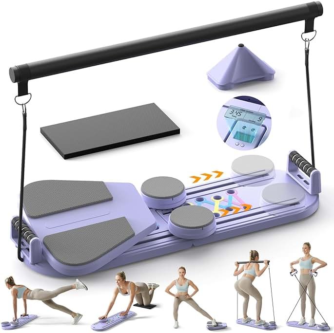 Pilates Board,Pilates Reformer Sets, Multifunctional Abdominal Pilates Board for Home Workout Equipment, Portable Foldable Ab Board Trainer Pilates Exercise Machine,Pilates Board for Women - Product Image