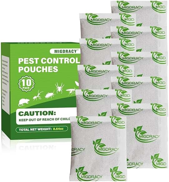 Migdracy Pest Control Pouches, Insect and Mice Repellent Pouches, 10Pcs Peppermint Oil to Rat, Ant, Roach, Spider, Mosquito & Moth, Indoor Use - Product Image