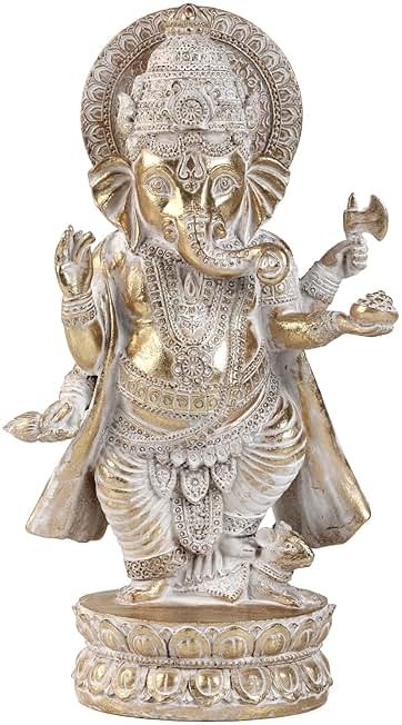 Suoedd Gold Lord Ganesha Statues- Hindu Elephant God Statue Resin Sculpture Indian Ganesh Buddha Figurine Handmade Gift Decoration Ornaments for Home, Garden, Car - Product Image