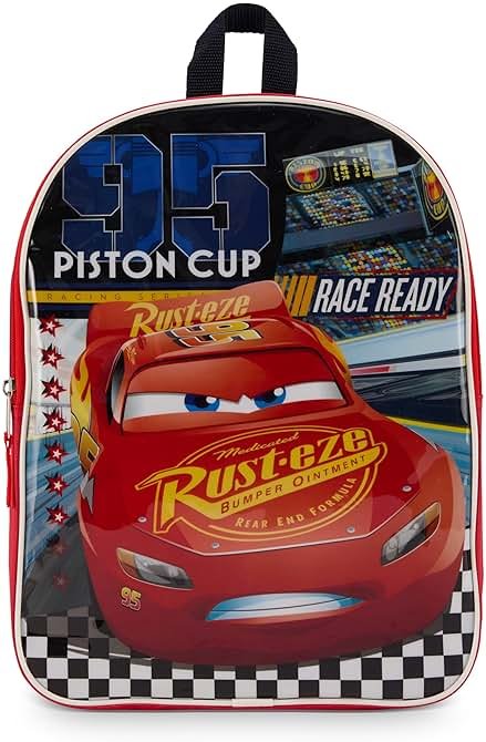 Disney Cars Backpack for Kids - Cute & Durable Kids Backpack for Boys with Padded Straps & Zip Compartment - Ideal Toddler Bookbag for School & Travel - 15” - Product Image