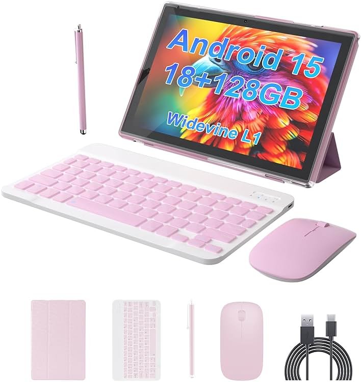 Android 15 Tablet 10 inch Tablet 2 IN 1 Tablets with Keyboard Mouse Case Stylus 18GB RAM 128GB ROM 2TB Expand, Android 15 Tableta 10.1" IPS 6000mAh Battery Bluetooth Dual Camera 5G WiFi-6 Tablets. - Product Image