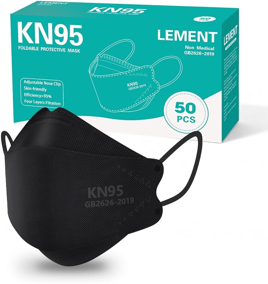 LEMENT KN95 Face Masks,50 Pack Breathable Cup Dust Disposable Masks For Adult,Teenager - Product Image