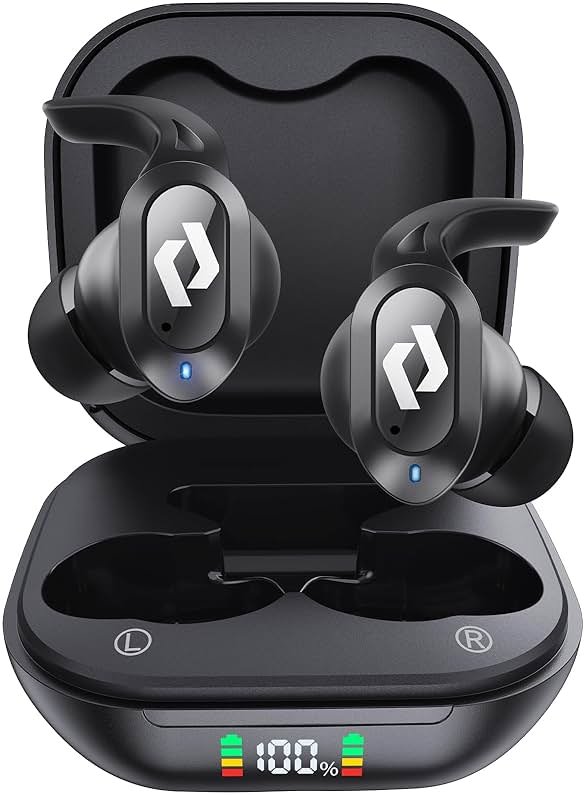 Wireless Ear buds Bluetooth Earbuds Wireless Charging Case Waterproof Headphones Built in Microphone Stereo Bass 64H Playback LED Power Display for iPhone Android Phones Computer Sports Gaming Workout - Product Image