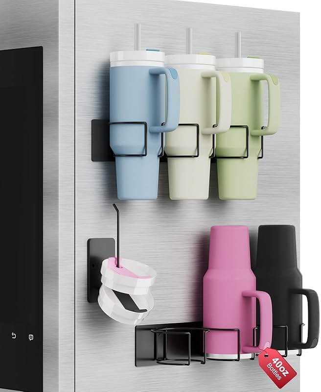 Arctiiro Magnetic Stanley Cup Holder for Refrigerator, Water Bottle Organizer for Stanley 40 oz with Tumbler Lid Organizer, Kitchen Pantry Organizers and Storage for Stanley Cup Accessories - Product Image